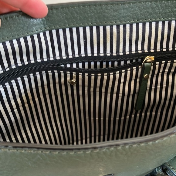 Kate Spade Lola Avenue Green Olive Army Leather Satchel Bag - Picture 6 of 9